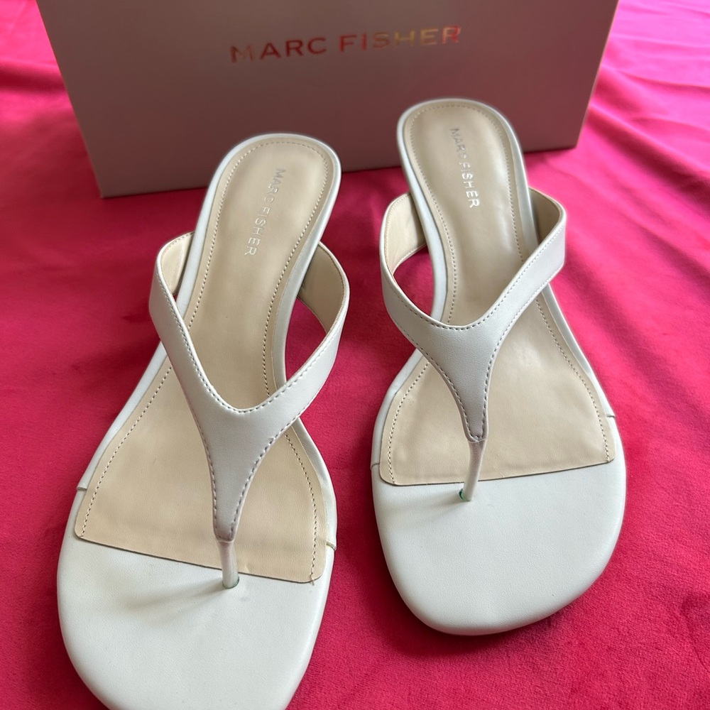 Marc Fisher Cream Women's kitten heel Sandals
